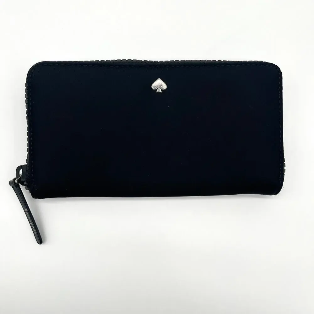 KATE SPADE NWOT Nylon Black Zip-Around Long Wallet, RETAILS $198